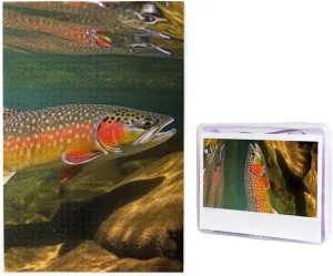 1000 Piece Jigsaw Puzzle for Adults Challenging Puzzle Perfect for Game Nights - Brook Trout Fly Fishing Photo Puzzle Personalized Wooden Puzzle Gifts for Home Decor 29.5" x 19.7"