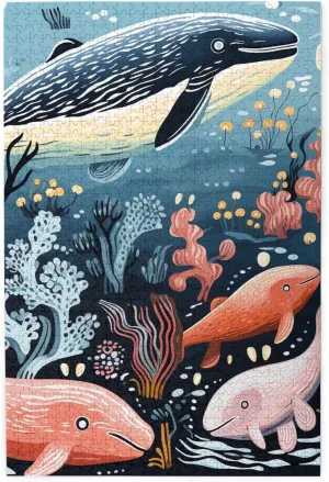 1000 Piece Jigsaw Puzzle for Adults Challenging Puzzles for Game Nights Seal Whale Octopus Fish Wooden Puzzles Personalized Custom Wood Picture Puzzle for Family Finished Size 19.7"x29.5"
