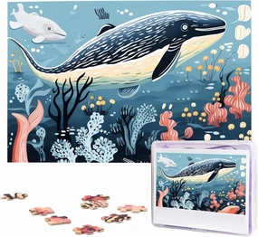 1000 Piece Jigsaw Puzzle for Adults Challenging Puzzle for Game Nights Seal Whale Octopus Fish Wooden Puzzle Finished Size 29.5"x19.7"