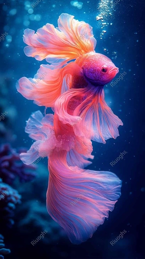 1000 Piece Jigsaw Puzzle for Adults Vintage Vibrant Siamese Fighting Fish Underwater Scene, Colorful Fish Challenging and Fun Puzzle Game Puzzle Family Game Night Gift