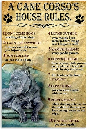 1000 Pieces Puzzle for Adult - A Cane Corso's House Rules - Dog Lovers Wooden Jigsaw Puzzles Challenging Educational Fun Interactive Toys for Family Creative Gift