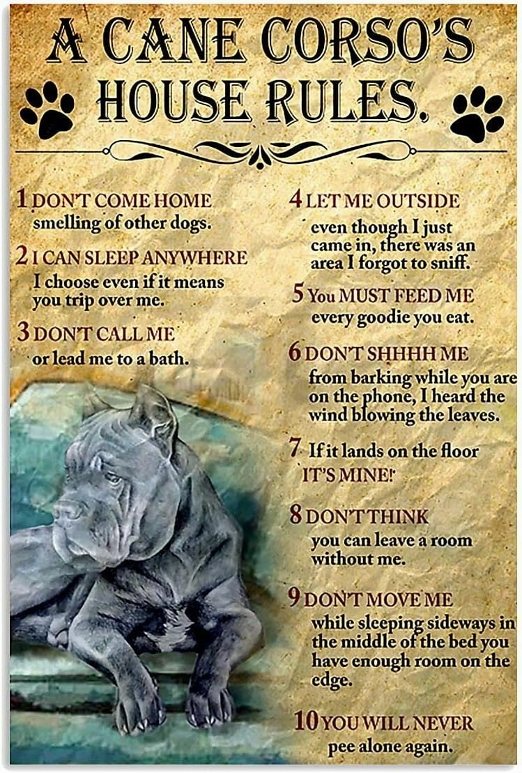 1000 Pieces Puzzle for Adult - A Cane Corso's House Rules - Dog Lovers Wooden Jigsaw Puzzles Challenging Educational Fun Interactive Toys for Family Creative Gift