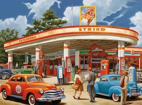 1000 Pieces Puzzle for Adult - Car Gas Sstation Service Wooden Jigsaw Puzzles Challenging Educational Fun Toys for Family Creative Gift