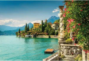10x8ft Italy Lake Como Landscape Backdrop Sunny Sky Italy Garden Architecture City Lake Come Travel Holiday Photography Background for Teavel Wedding Lover Adults Kids Photo Studio Props