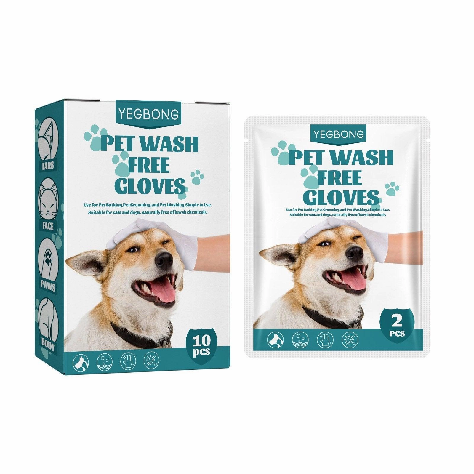 10XPet Cat Dog Dry Washing Gloves Bath Remove Odor Cleaning Decontamination Care