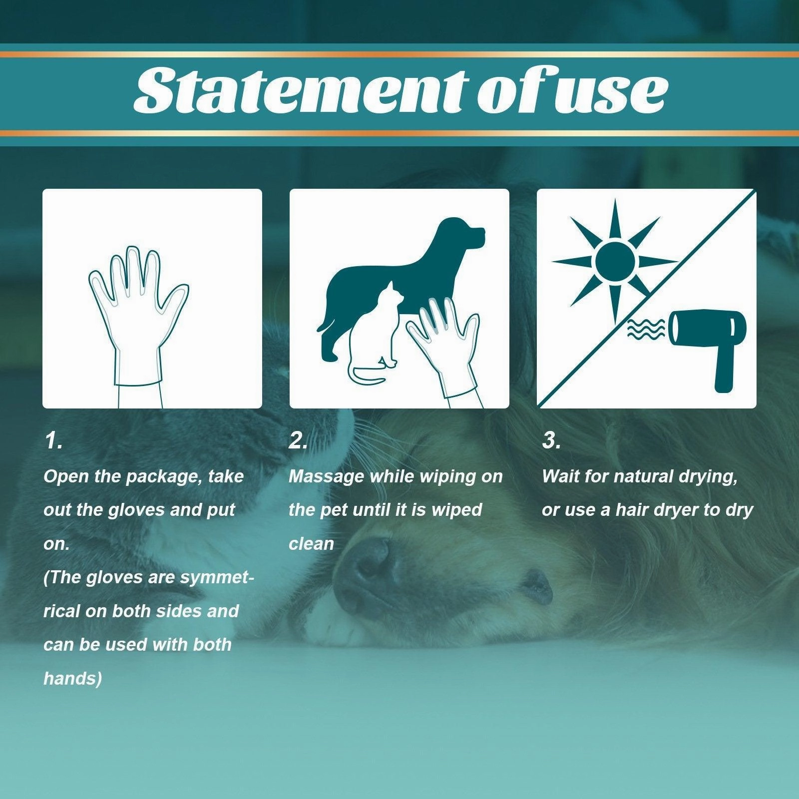 10XPet Cat Dog Dry Washing Gloves Bath Remove Odor Cleaning Decontamination Care
