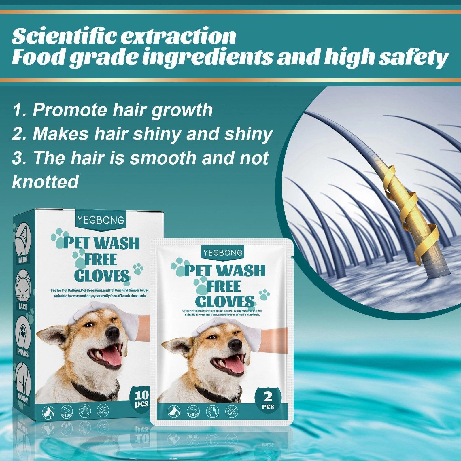 10XPet Cat Dog Dry Washing Gloves Bath Remove Odor Cleaning Decontamination Care