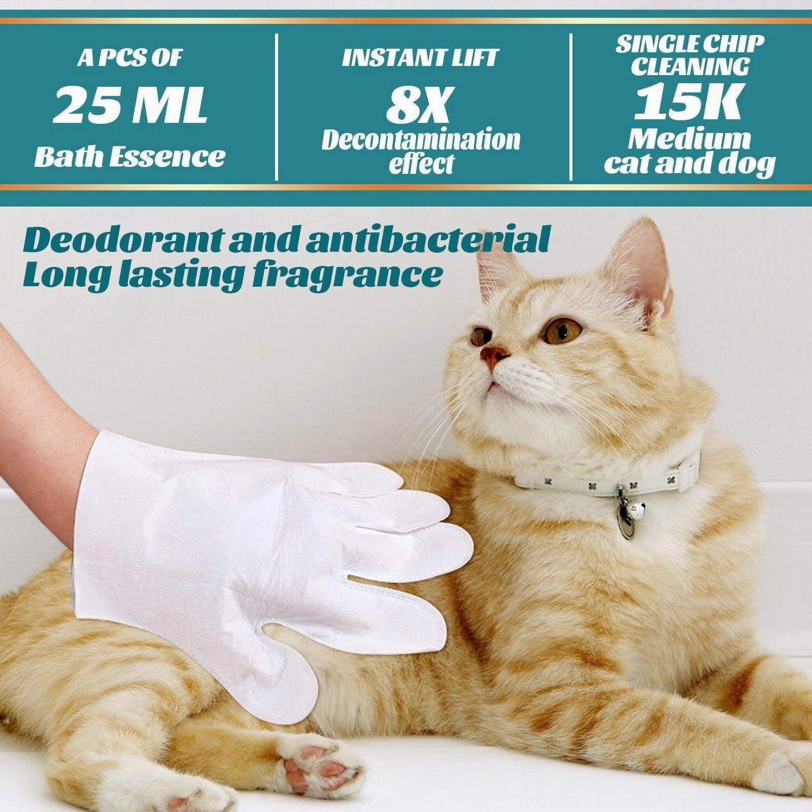 10XPet Cat Dog Dry Washing Gloves Bath Remove Odor Cleaning Decontamination Care
