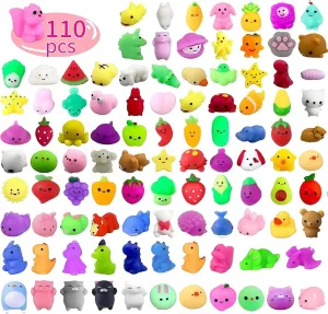 110 Pcs Mochi Squishy Toys, Mochi Squishy Toys for Kids Party Favors, Mini Kawaii Squishy Fidget Toys for Easter Basket Stuffers Egg Fillers Birthday Classroom Prize Pinata Christmas Stocking