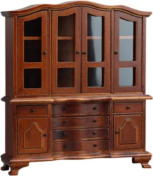 1/12 Dollhouses Furniture Antique Wooden Cabinet with Openable Drawer and Doors for Interactive Fun Adult Collectible Toy