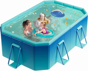122" Non-Inflatable Foldable Swimming Pool for Family, Portable Above Ground Pool for Adults & Kids, Easy Setup for Outdoor, Backyard, Garden, Camping - Durable PVC(122"×65"×20", Pro)