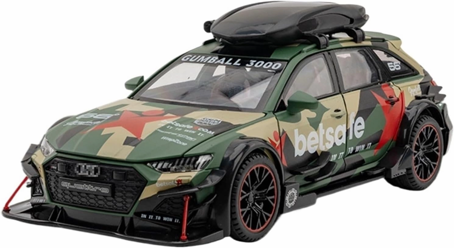 124 for Audi RS6 Modified Alloy Sports Car Model Decoration Desk Decoration Green Paint 21CM Collection Toys for Men and Women Motor Vehicles Toys