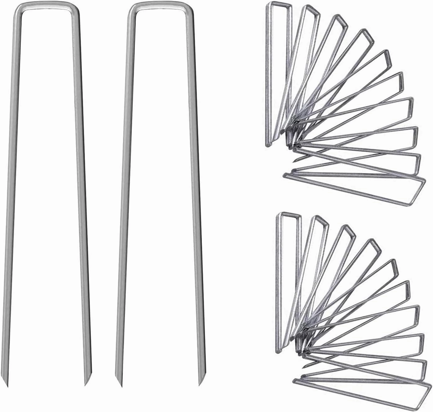 12 Inch Galvanized Garden Landscape Staples Stakes, 25 50 100 PCS Anti-Rust Garden Staples U-Shaped Landscape Pins for Secure Lawn Fabric (100, 12 Inch)