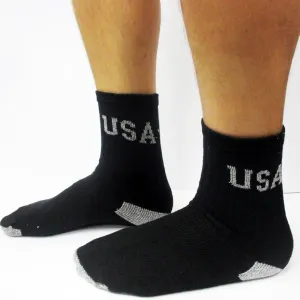 12pk Mens Socks Everyday Cushion Athletic Fitness Crew Training Black 10-13 USA Men's Crew Socks Pack of 12 Cushion Comfort Cotton Fresh Sport Work Boot Crew Socks Thick USA Logo Black Solid