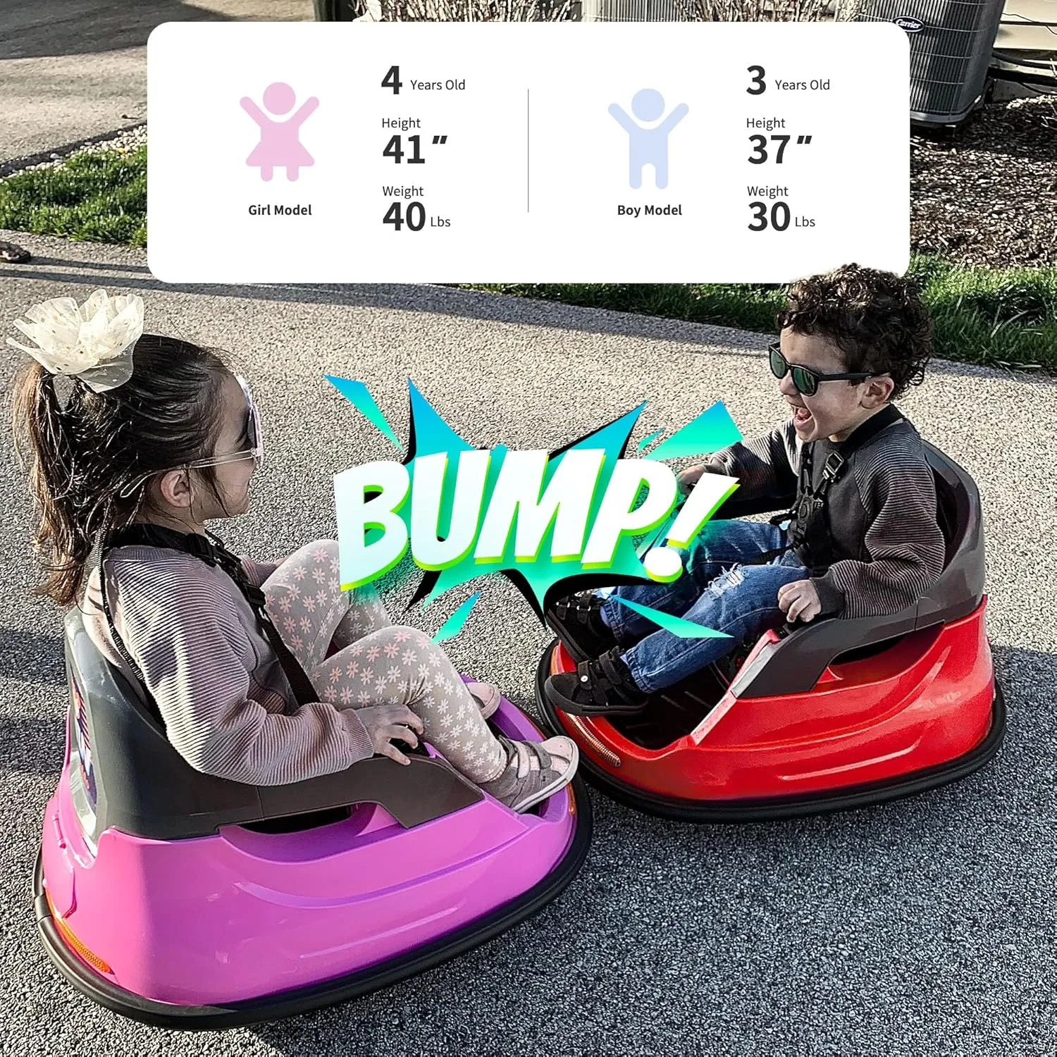 12V Baby Bumper Car for Kids with Remote Control, Electric Bumper Car for Toddlers 1-3, 360° Spinning - Red