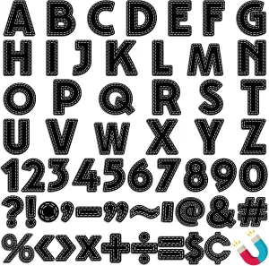 152 Pcs Magnetic Letters and Numbers Set 2'' Fridge Magnetic Alphabet Letters Kit for Toddlers Kids Whiteboard Classroom Educational Tool Home Learning(Black Stitch Bold Block)