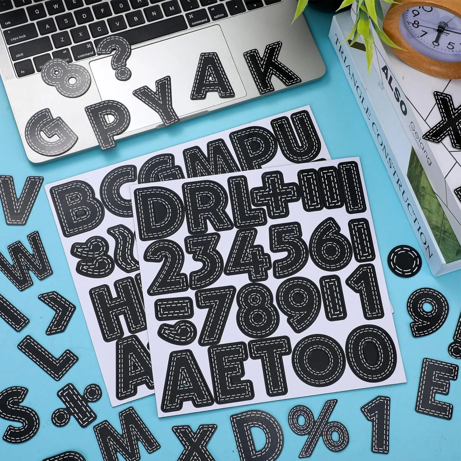152 Pcs Magnetic Letters and Numbers Set 2'' Fridge Magnetic Alphabet Letters Kit for Toddlers Kids Whiteboard Classroom Educational Tool Home Learning(Black Stitch Bold Block)