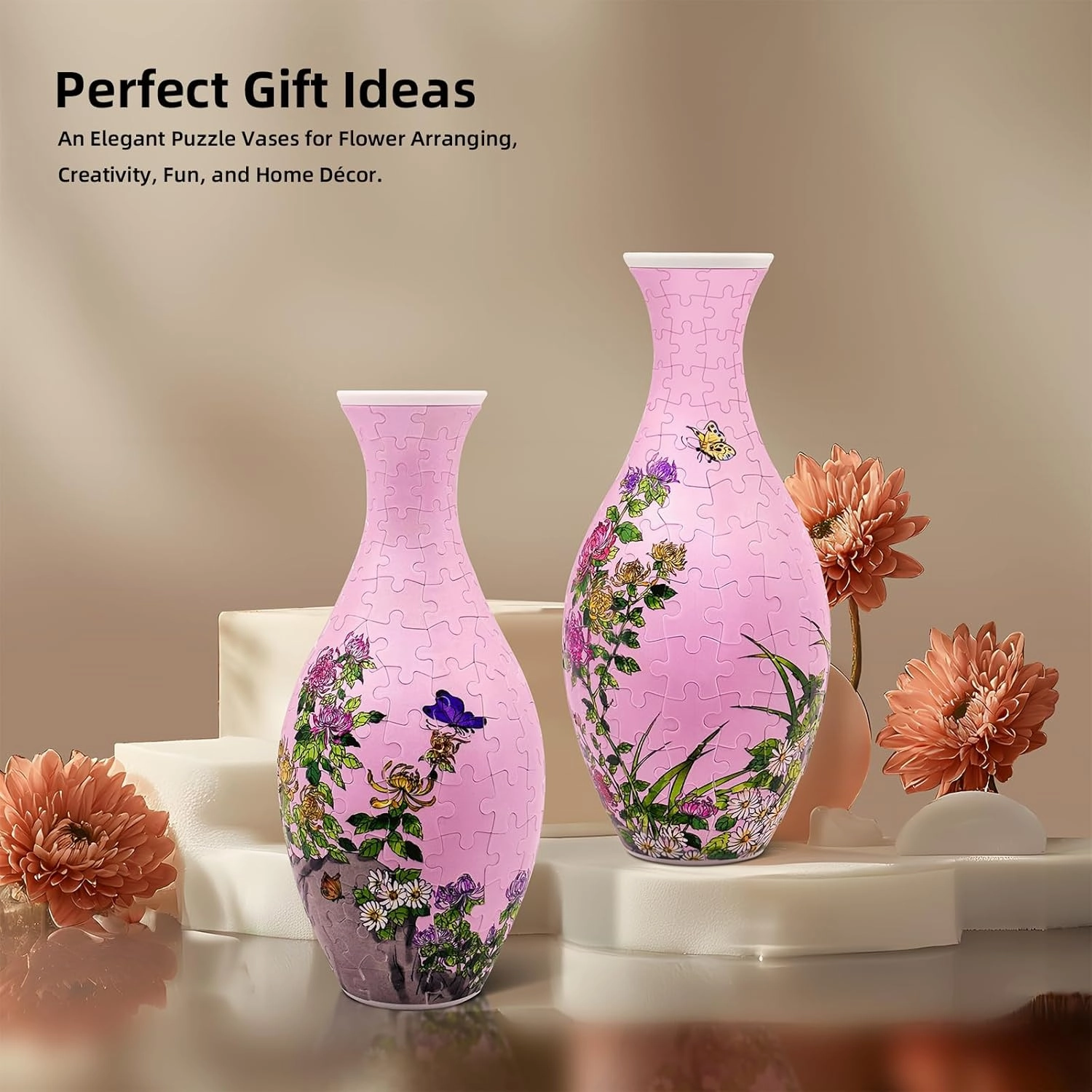 160-Piece 3D Puzzle Vase, Modern Flower Vase for Adults, DIY Vase Kit for Unique Home & Office Decor, Creative Gift for Mom, Women & Men, 4D Jigsaw Craft for Arts