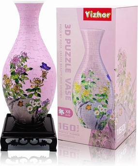 160-Piece 3D Puzzle Vase, Modern Flower Vase for Adults, DIY Vase Kit for Unique Home & Office Decor, Creative Gift for Mom, Women & Men, 4D Jigsaw Craft for Arts