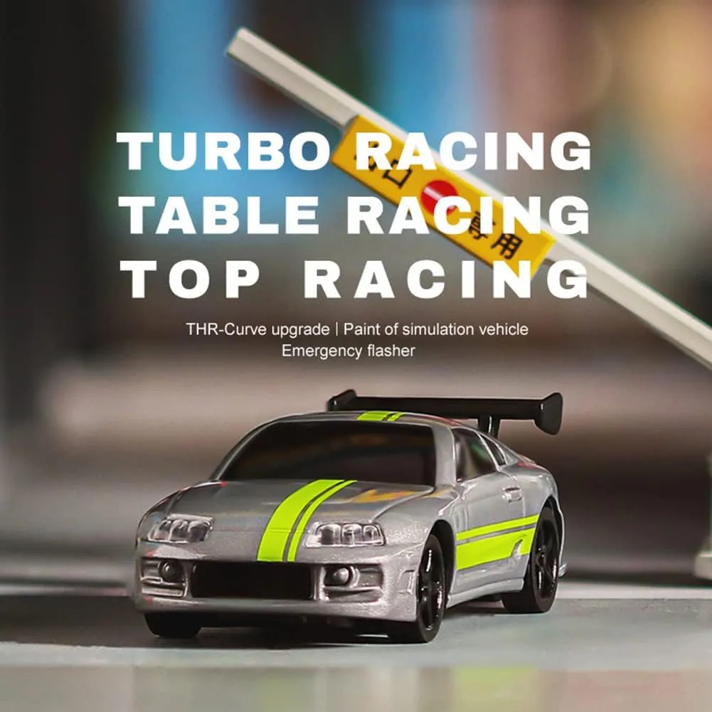 1:76 Turbo Racing Scale RC Sport Car, Table Racing Remote Control Mini Model Car Full Proportional RTR Kit Toys (C73grey)