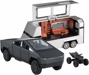 1/24 Large Pickup Truck Toy with Motorhome and Motorcycle, Diecast Pickup Truck Trailer RV Alloy Model Collection Vehicles for Kids Adults Birthday Gift (Black)