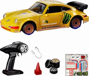 1/43 Mini RC Drift Car 2.4GHz 4WD with Gyroscope Alloy Body Shell Racing Cars Radio Control (Yellow)
