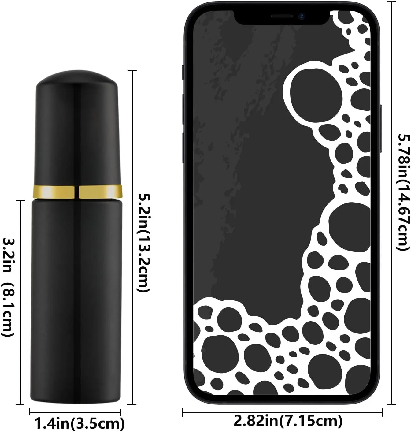2 Oz Empty Foam Pump Bottle (12PCS) Travel Foaming Soap Dispenser for Hand Soap, Lash Shampoo Cleanser(Black&Gold Pump&Black Cap)