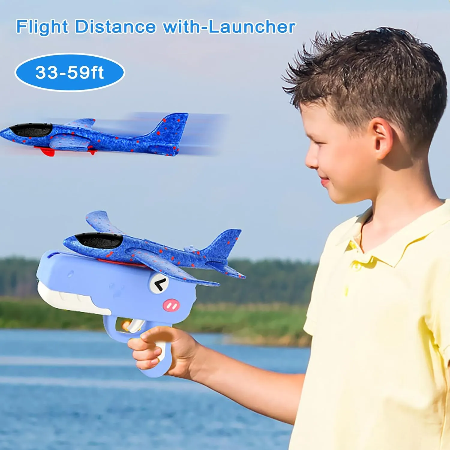 2 Pack Airplane Launchers Toy for Kids Toy Plane Outdoor Toys for Boys Flying Toys Birthday Gifts for Boys Girls 4 5 6 7 8 9 10 11 12 Year Old