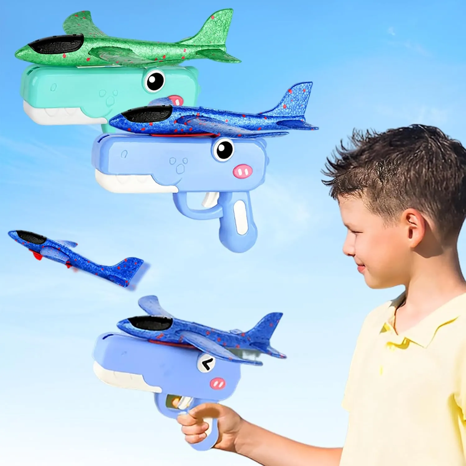 2 Pack Airplane Launchers Toy for Kids Toy Plane Outdoor Toys for Boys Flying Toys Birthday Gifts for Boys Girls 4 5 6 7 8 9 10 11 12 Year Old