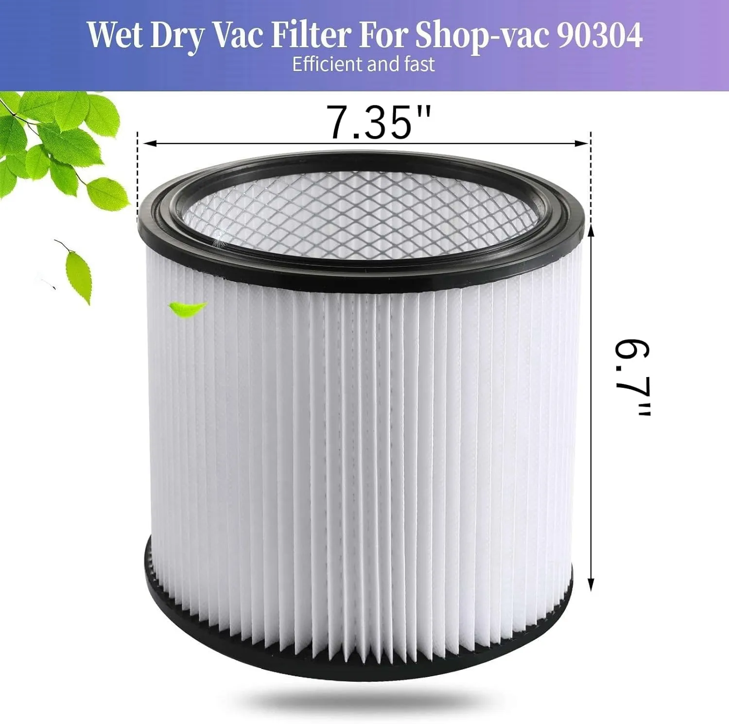 2 Pack Replacement Cartridge Filter Compatible with Shop-Vac 90304, 90350, 90333, 903-04-00, 9030400, Fits most 5 Gallon and Above Wet/Dry Vacuum Cleaners
