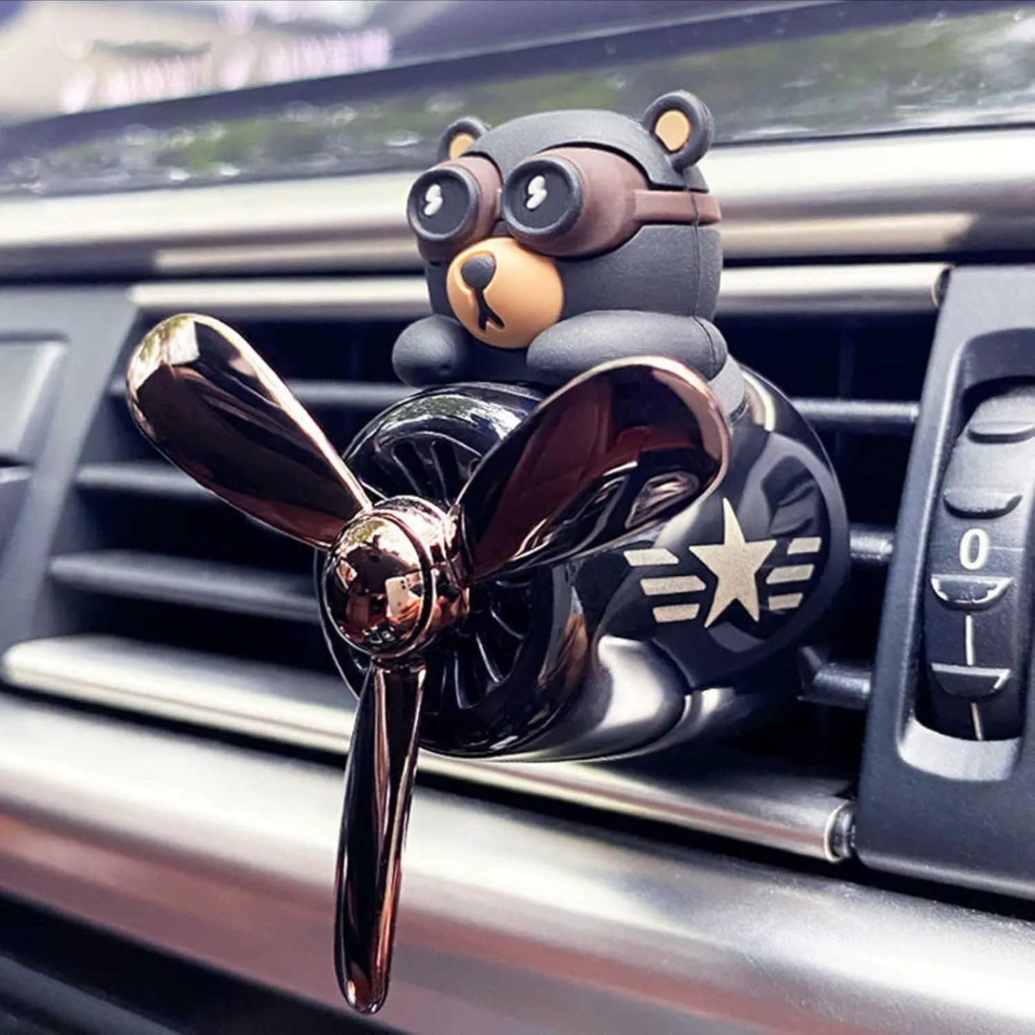 2 Pieces Car Air Fresheners, Cute Bear Pilot Car Diffuser, Propeller Air Outlet Vent Fresheners, Suitable for Automotive Interior Decoration (bear bear)