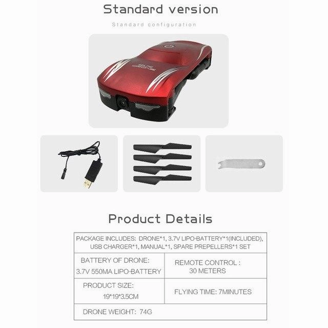 2017 high quality 2.4G 4CH Altitude Hold HD Camera WIFI FPV RC Mini Quadcopter Pocket Drone Selfie Foldable RC Helicopter
