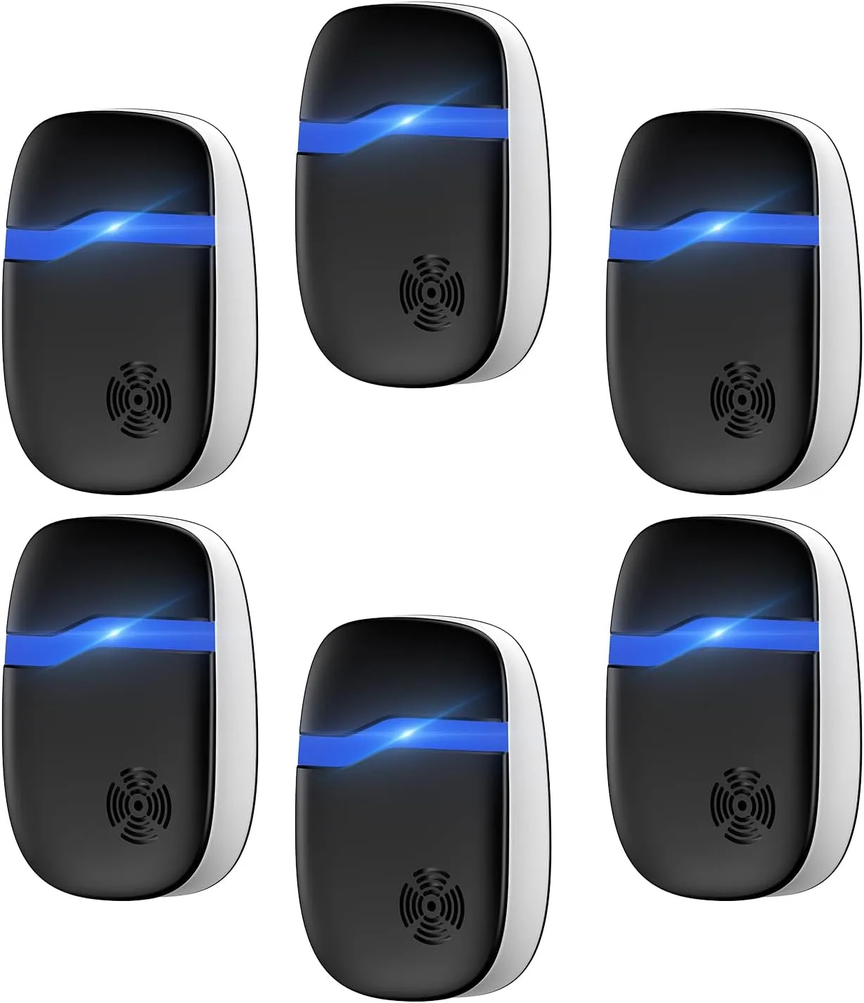 2025 Upgraded Ultrasonic Repeller Control 6 Packs, Indoor Ultrasonic Repellent for Roach, Rodent, Mouse, Bugs, Ant, Mosquito, Mice, Spider, Electronic Plug in Pest Control-Black