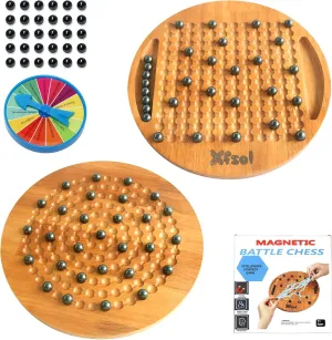 2025 Upgraded Version Magnetic Chess Game Set,Double Sided Hardwood Board Game with 30Pcs Magnet Balls,Develop Intelligence,Brain Exercise Magnetic Strategy Games for Kids,Teens and Adults (Style C)