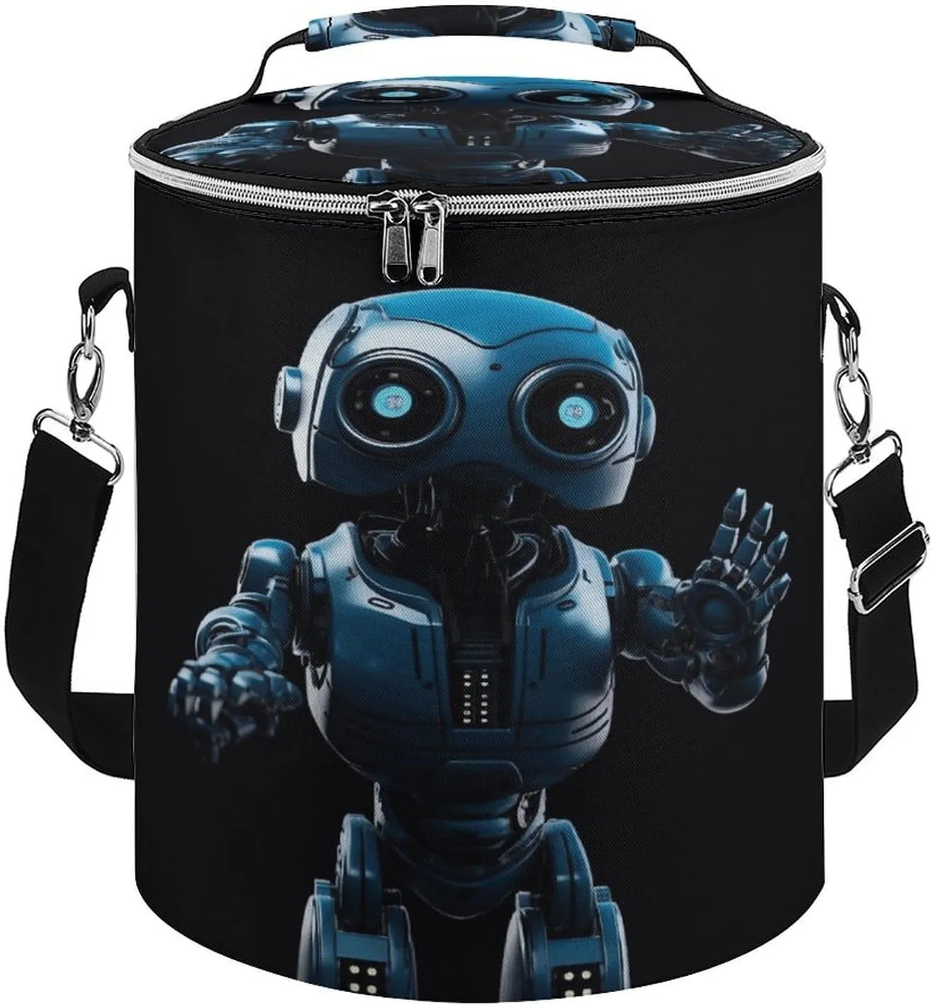 24 Cans Collapsible Soft Cooler Bag,Blue Robot Large Leakproof Camping Cooler,Portable Travel Cooler for Picnic, Camping, Beach, Trip
