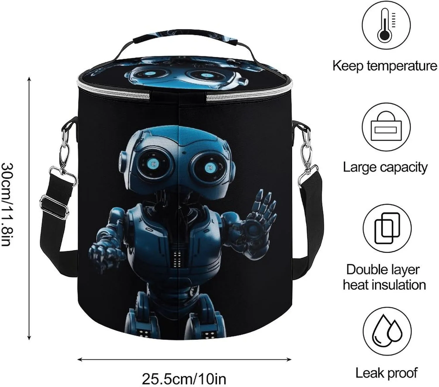 24 Cans Collapsible Soft Cooler Bag,Blue Robot Large Leakproof Camping Cooler,Portable Travel Cooler for Picnic, Camping, Beach, Trip