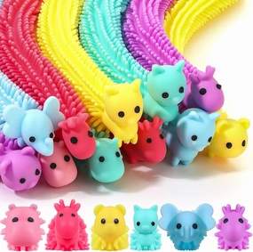 24 Pcs Fidget Worm Stretchy Strings Toy Colorful Fidget Sensory ADD, ADHD or Autism, Relaxing Toys (7.9 Inches,Cute Animal)