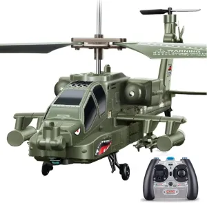 2.4G RC Airplane Apache Military Fighter Model Simulation Military RC Helicopter 3.5 Channel Rc Aircraft with Gyro RTF for Children Beginners Indoor Electric Toys