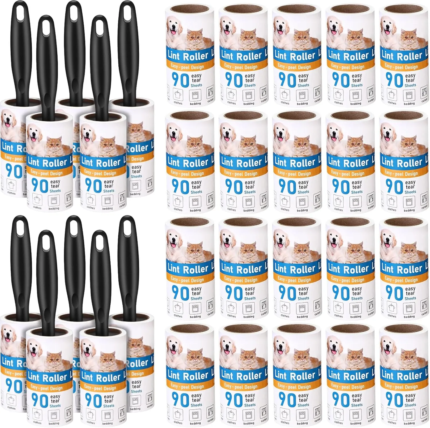 2700 Sheets Lint Rollers for Pet Hair Extra Sticky Portable Lint Remover Brush Roller with 10 Handles 30 Refills Pet Hair Remover for Couch, Clothes Furniture and Carpet Dog Cat Hair Removal