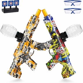 2 Set Electric Splatter Blaster Toy, Outdoor Team Games, Christmas, Halloween, Birthday, New Year Gift for Ages 14  (Orange Yellow)