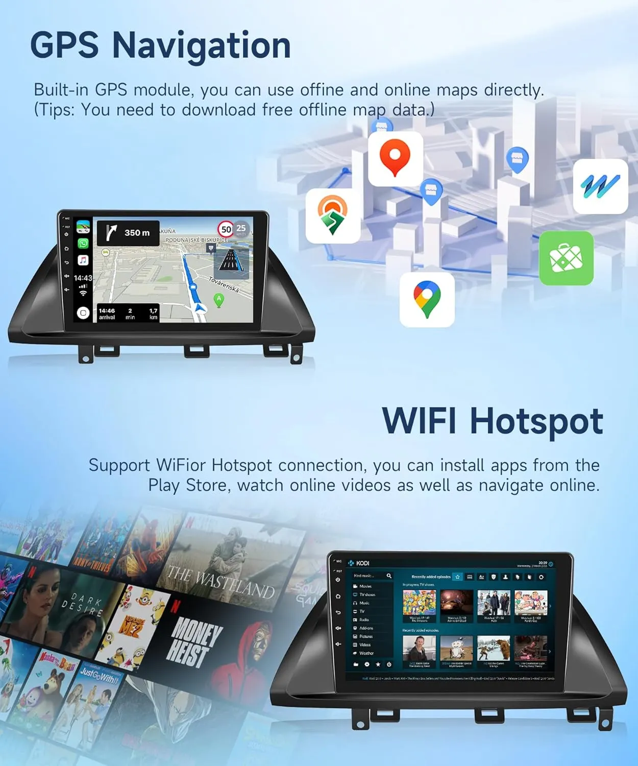 2G 64G Android Car Radio for Honda Odyssey 2005-2010, Rimoody Car Stereo Carplay Android auto 10.1 Inch Touch Screen GPS WiFi EQ Mirror Link Bluetooth FM Backup Camera