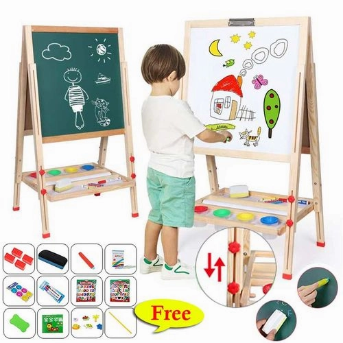 2in1 Sided Kids Learning Easel -Magnetic White & Black Board
