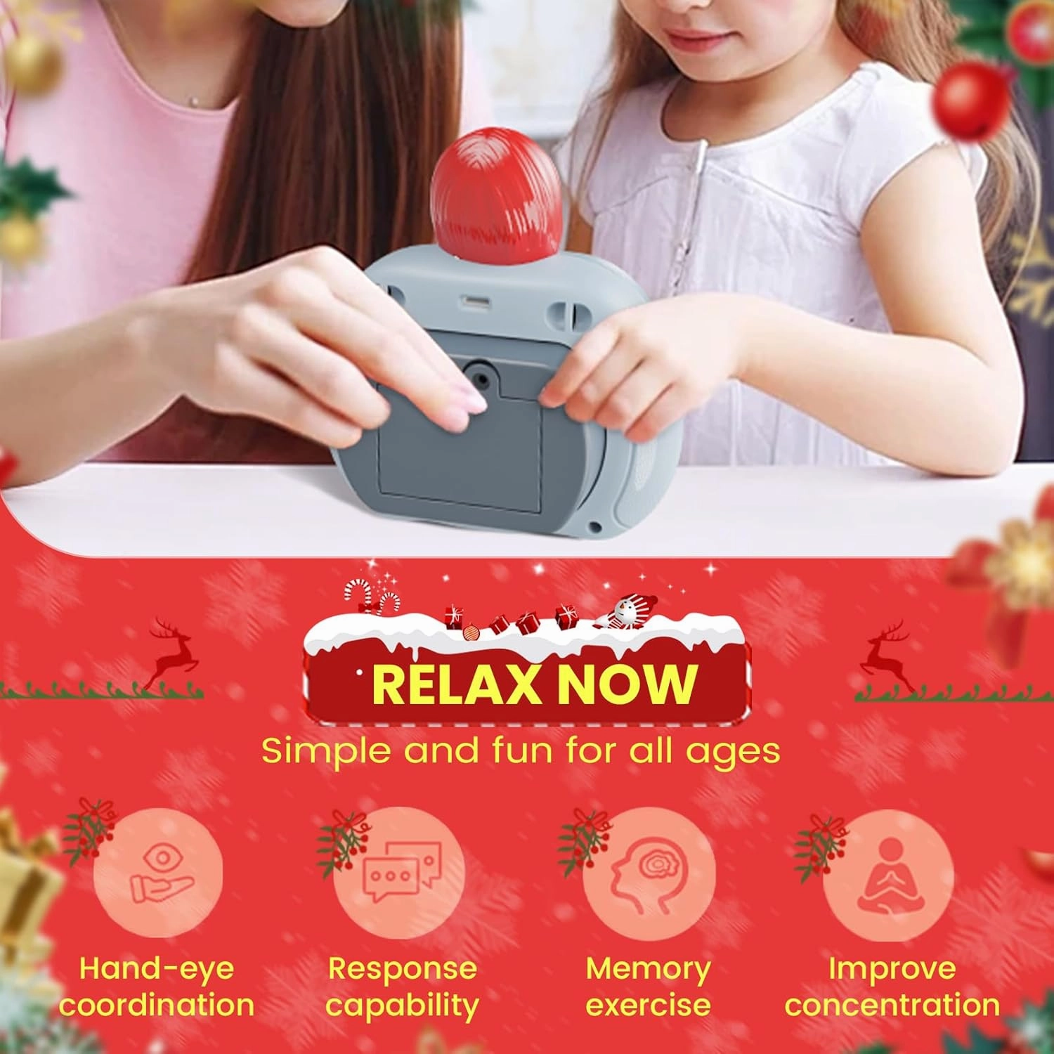 2pcs Christmas Pop Push Game Light Up Fidget Toy,Christmas Toys for Kids,Pop Bubble Sensory Toys Christmas Stocking Stuffers Birthday Party Favors Gifts for Girls Boys Toddler Adult