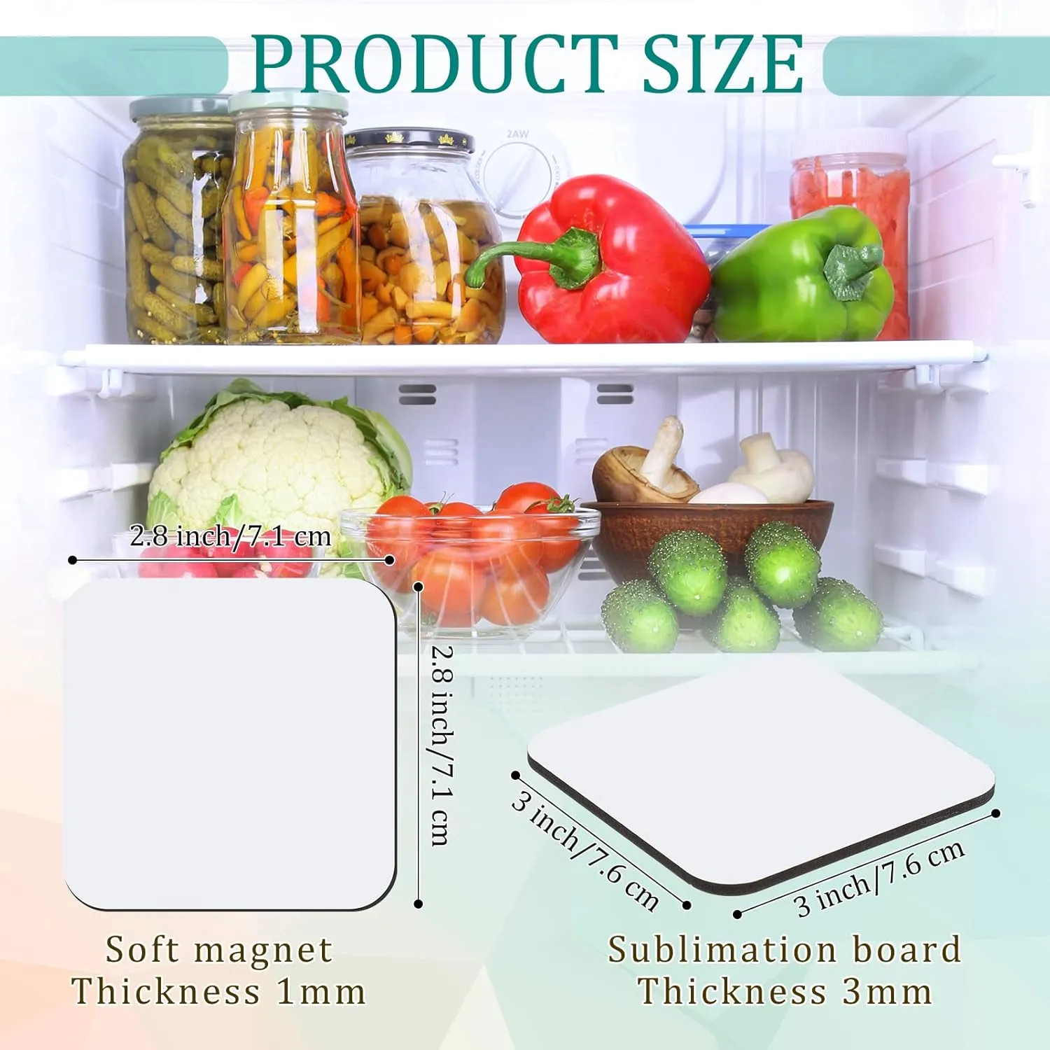 3 x 3 Inch Sublimation Blank Refrigerator Magnets Sublimation Square Fridge Magnets Magnet Blanks MDF DIY Decorative for Car Home Office Kitchen Wall(24 Set)