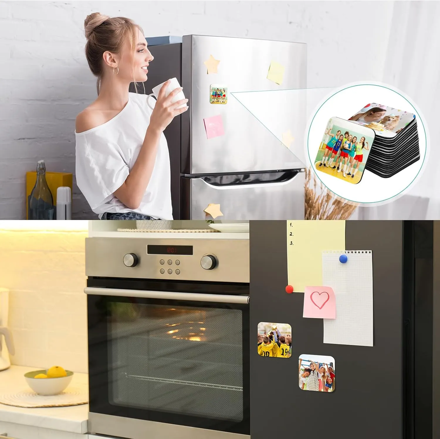 3 x 3 Inch Sublimation Blank Refrigerator Magnets Sublimation Square Fridge Magnets Magnet Blanks MDF DIY Decorative for Car Home Office Kitchen Wall(24 Set)