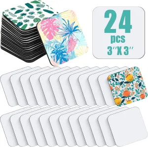 3 x 3 Inch Sublimation Blank Refrigerator Magnets Sublimation Square Fridge Magnets Magnet Blanks MDF DIY Decorative for Car Home Office Kitchen Wall(24 Set)
