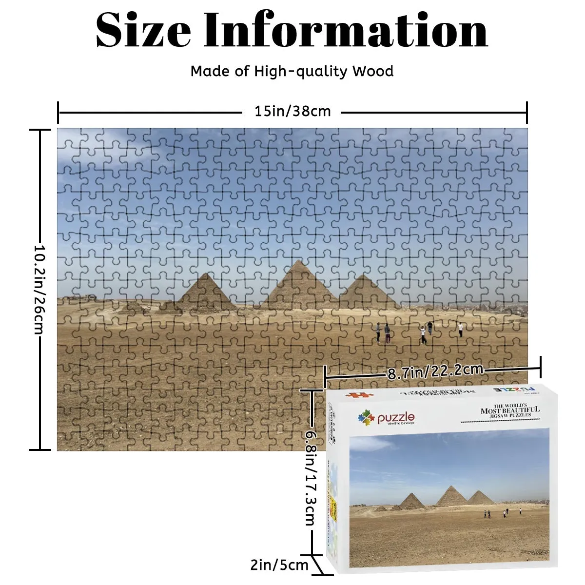 300-Piece Wooden Jigsaw Puzzle – Pyramids of Giza, Egypt (Basswood, 15" x 10.2")