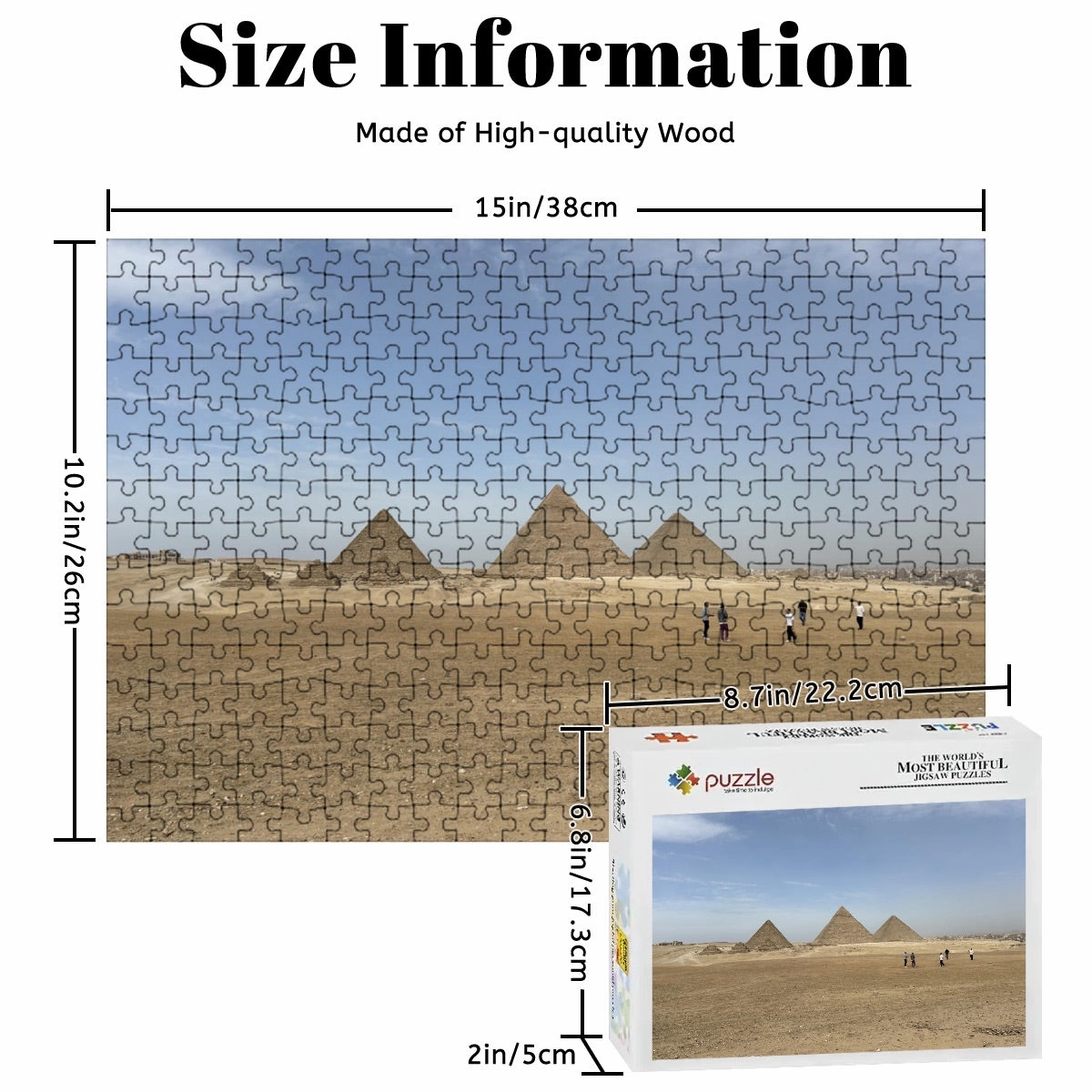 300-Piece Wooden Jigsaw Puzzle – Pyramids of Giza, Egypt (Basswood, 15" x 10.2")