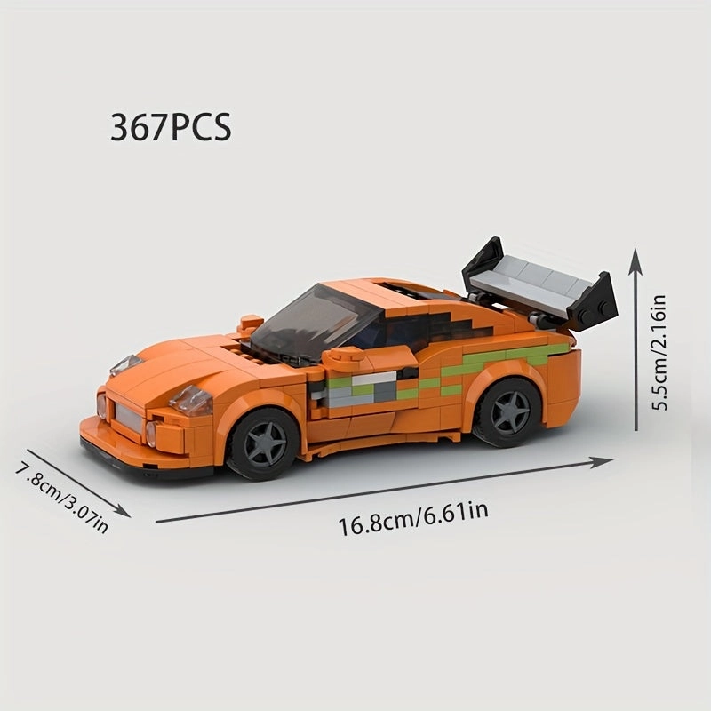 367pcs Yellow Race Car Model Building Blocks for Kids