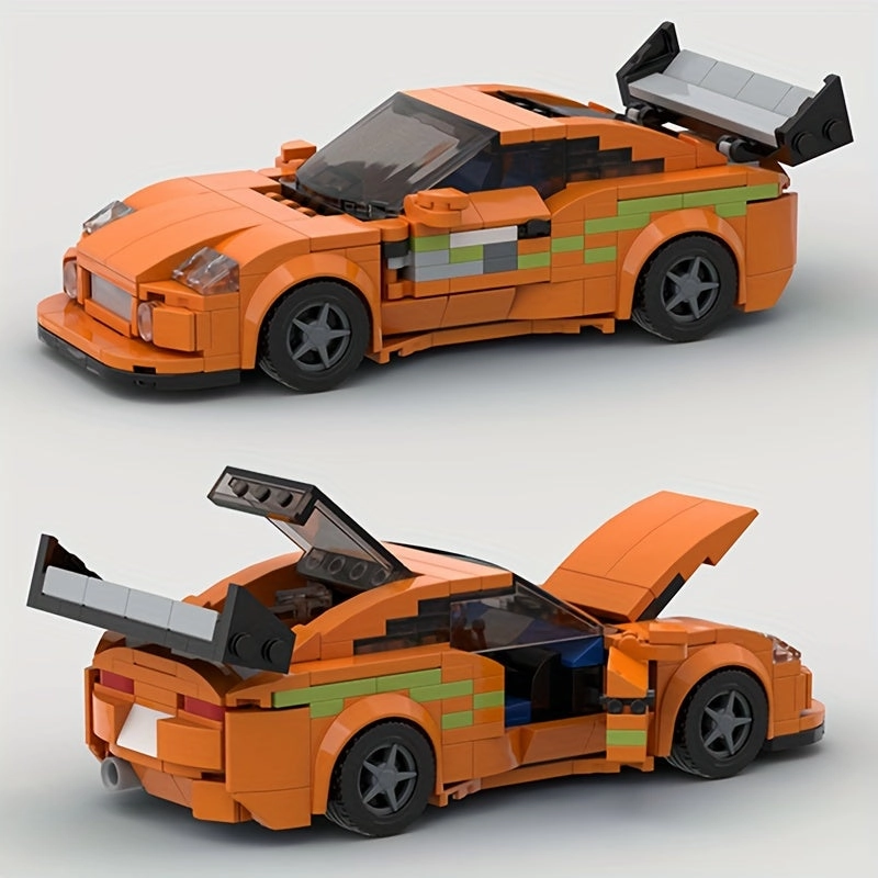 367pcs Yellow Race Car Model Building Blocks for Kids